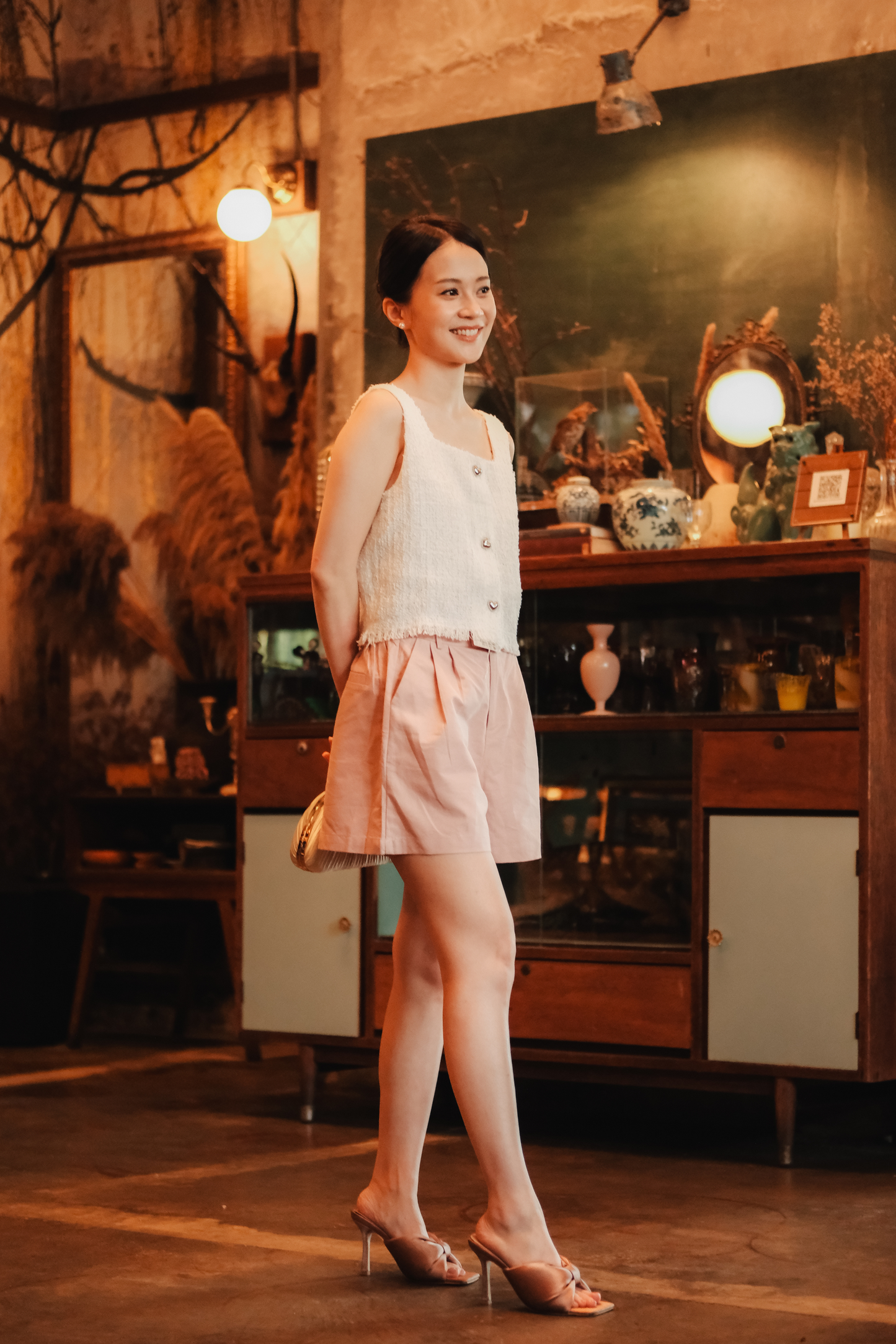 Amélie Tweed Fringe Vest in White