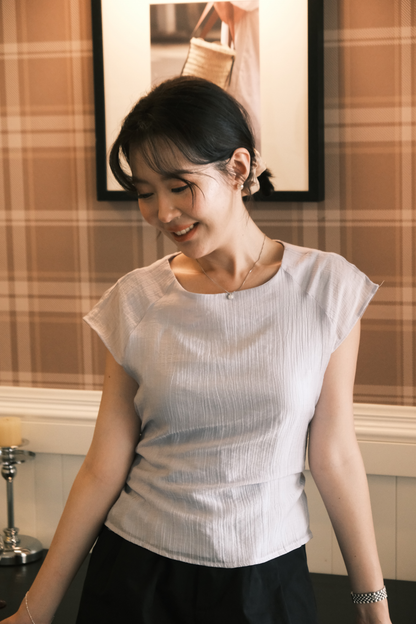 Elise Bow-Tied Back Top in Light Blue