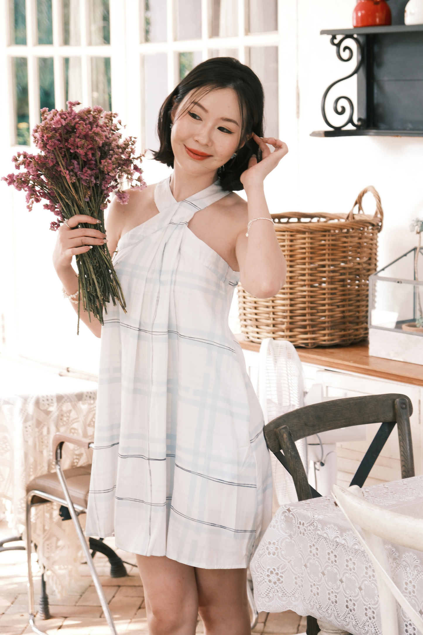Elowen Plaid Halter Mini Dress