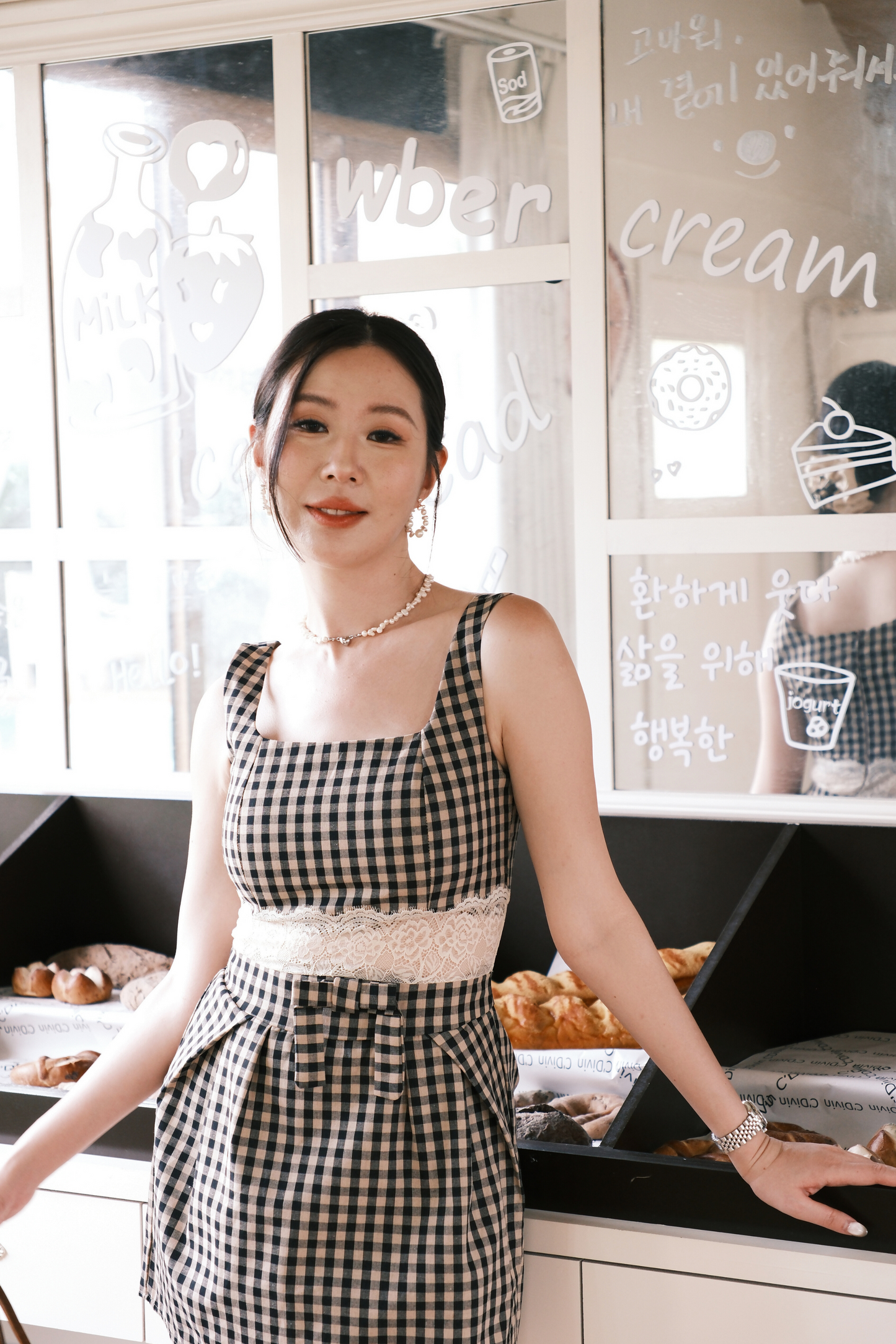 Chloé Gingham Lace Trim Mini Dress