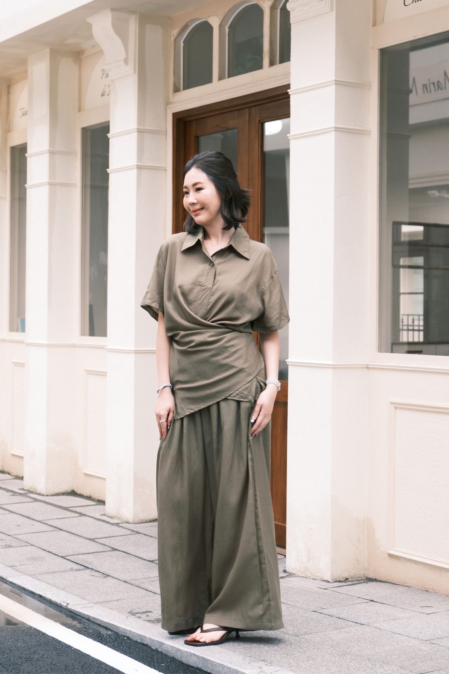Aurelia Draped Utility Set in Green