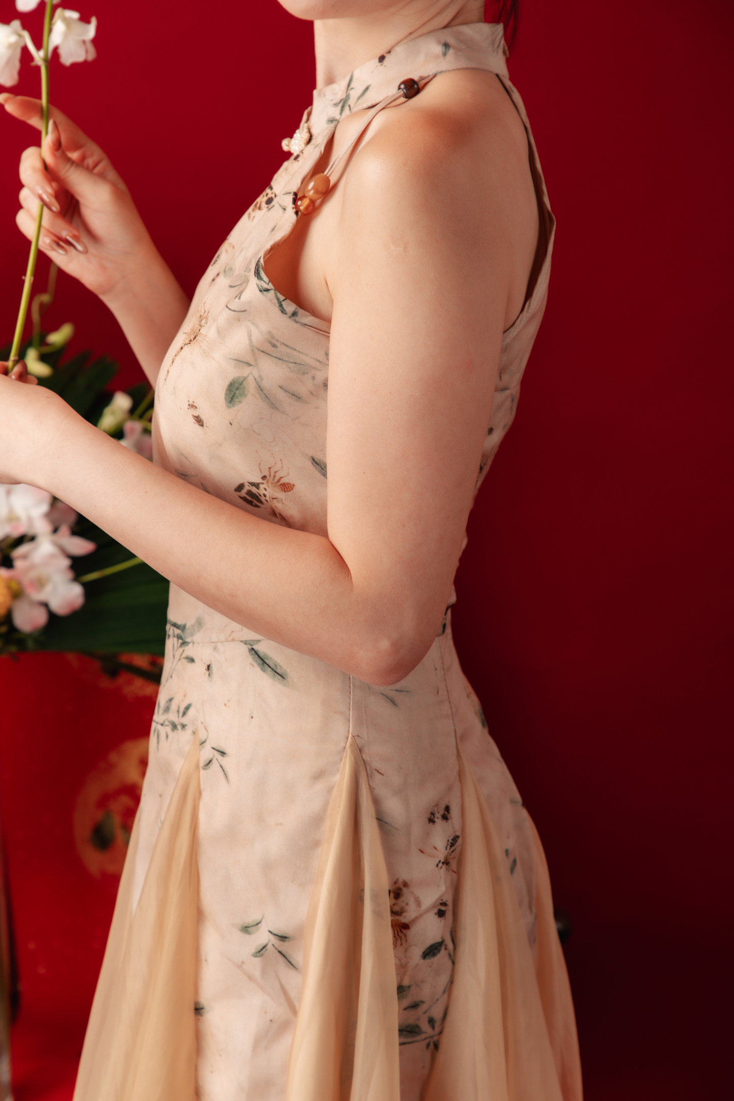 Dawn Petal Halterneck Cheongsam Dress (In-Stock)