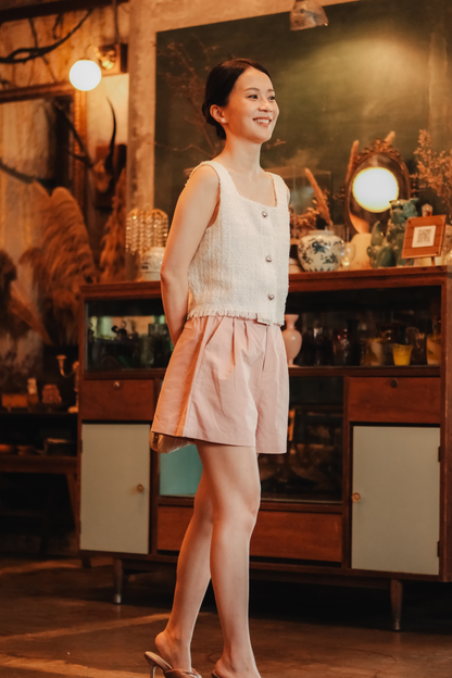 Amélie Tweed Fringe Vest in White