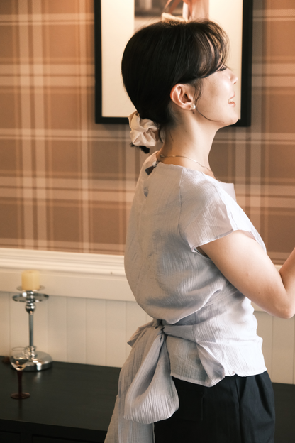 Elise Bow-Tied Back Top in Light Blue