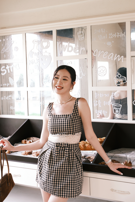 Chloé Gingham Lace Trim Mini Dress