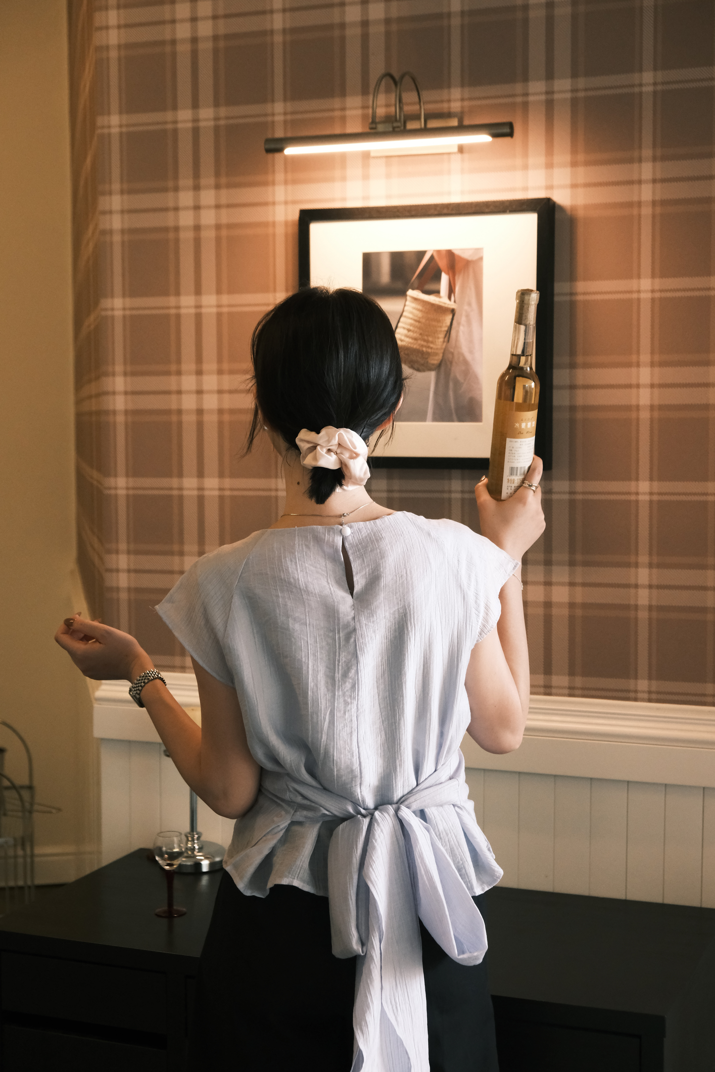 Elise Bow-Tied Back Top in Light Blue