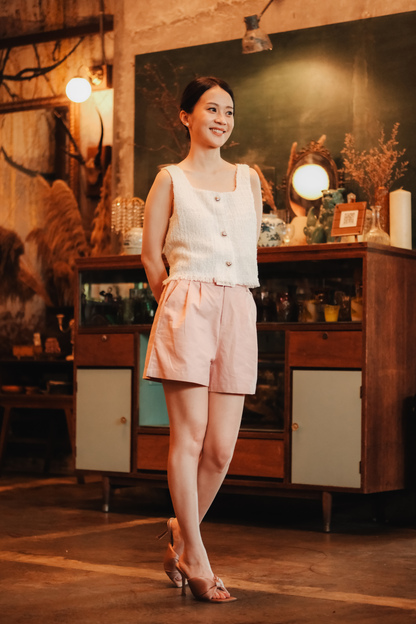 Amélie Tweed Fringe Vest in White