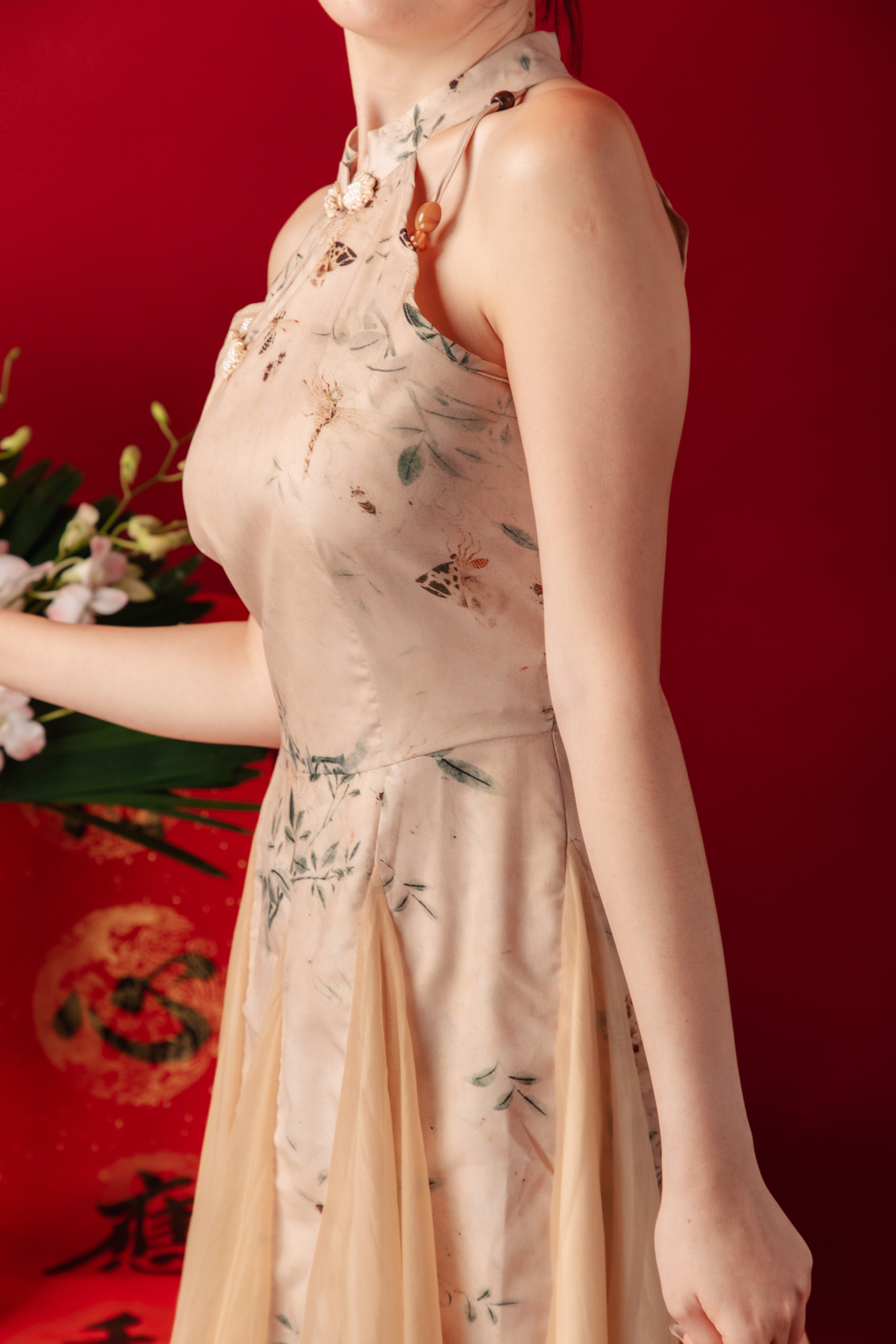 Dawn Petal Halterneck Cheongsam Dress (In-Stock)