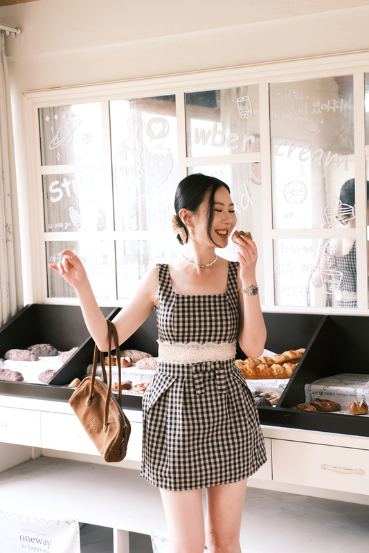 Chloé Gingham Lace Trim Mini Dress
