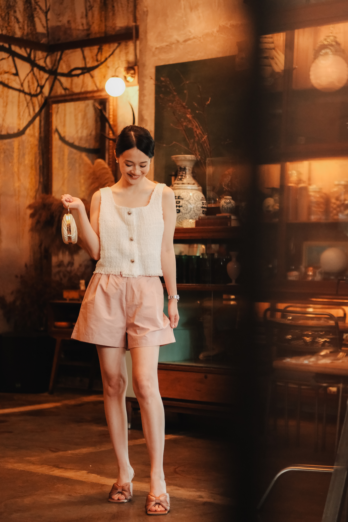 Amélie Tweed Fringe Vest in White
