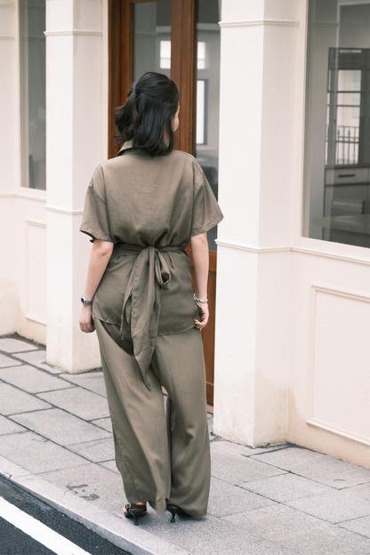 Aurelia Draped Utility Set in Green