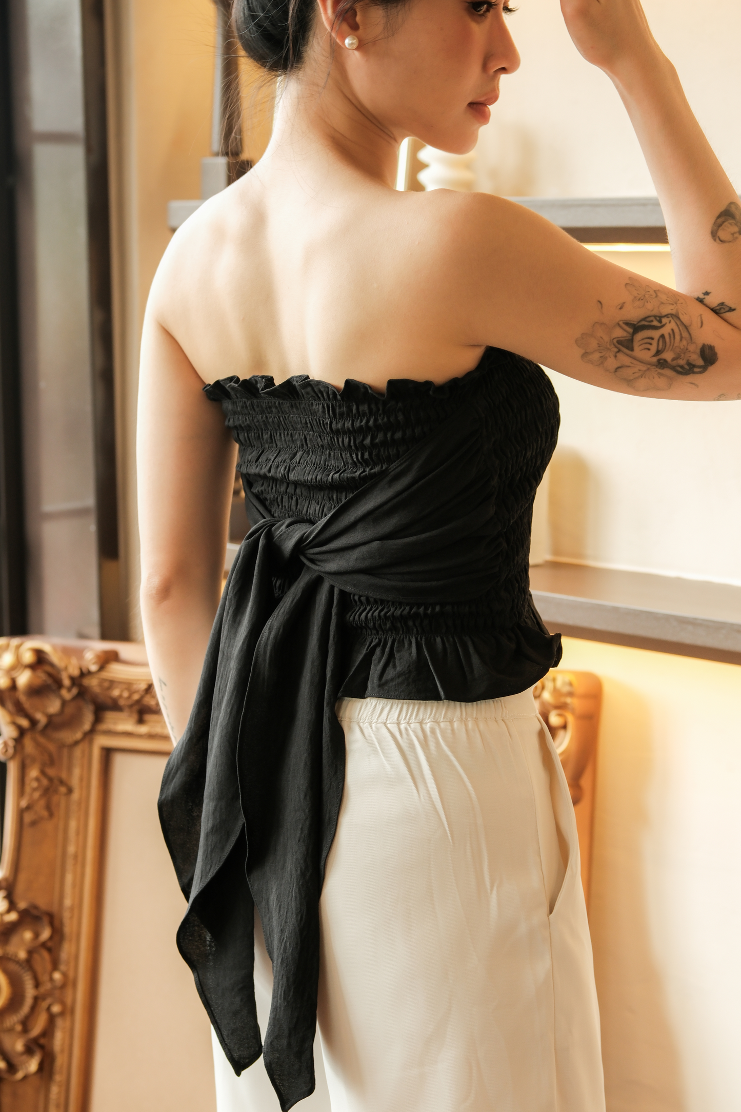 Auriane Bow-Tie Tube Top in Black