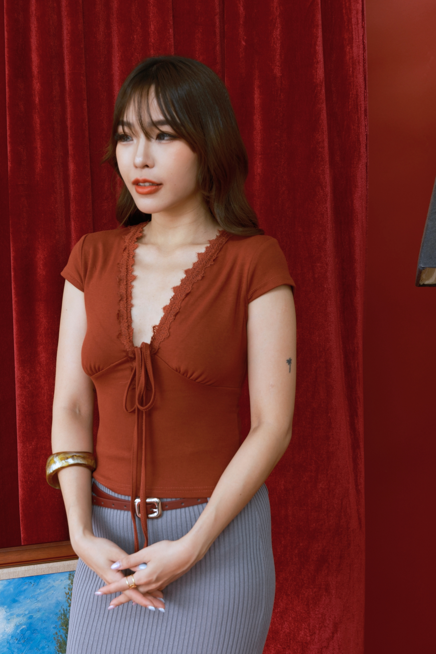 Seraphine Tie-Front Lace Top