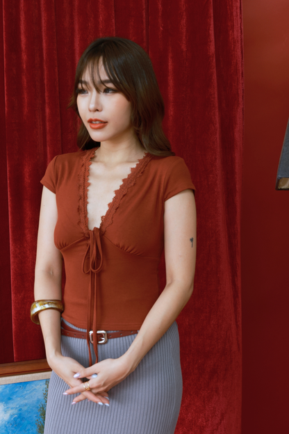Seraphine Tie-Front Lace Top