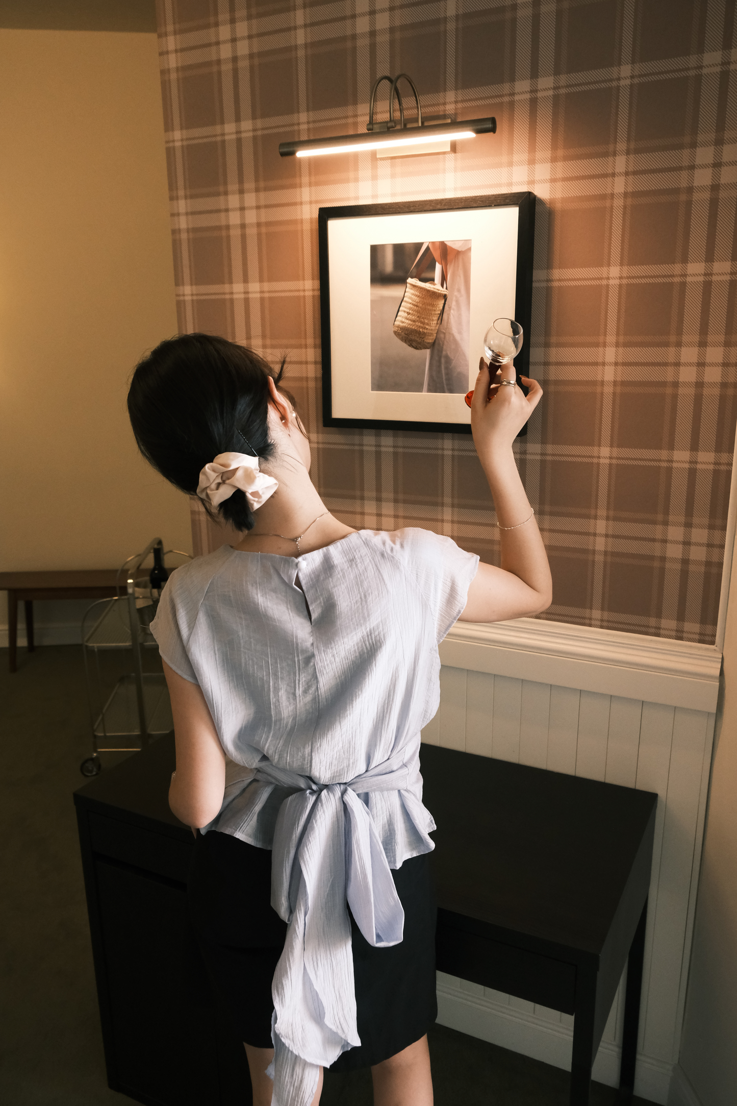 Elise Bow-Tied Back Top in Light Blue