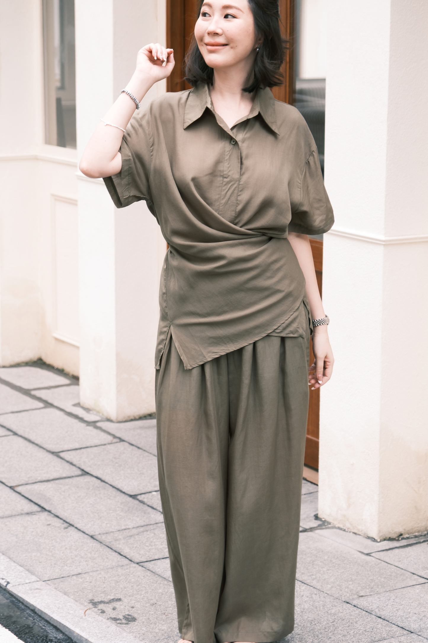 Aurelia Draped Utility Set in Green