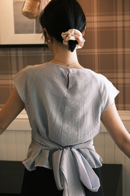 Elise Bow-Tied Back Top in Light Blue