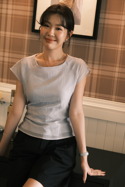 Elise Bow-Tied Back Top in Light Blue