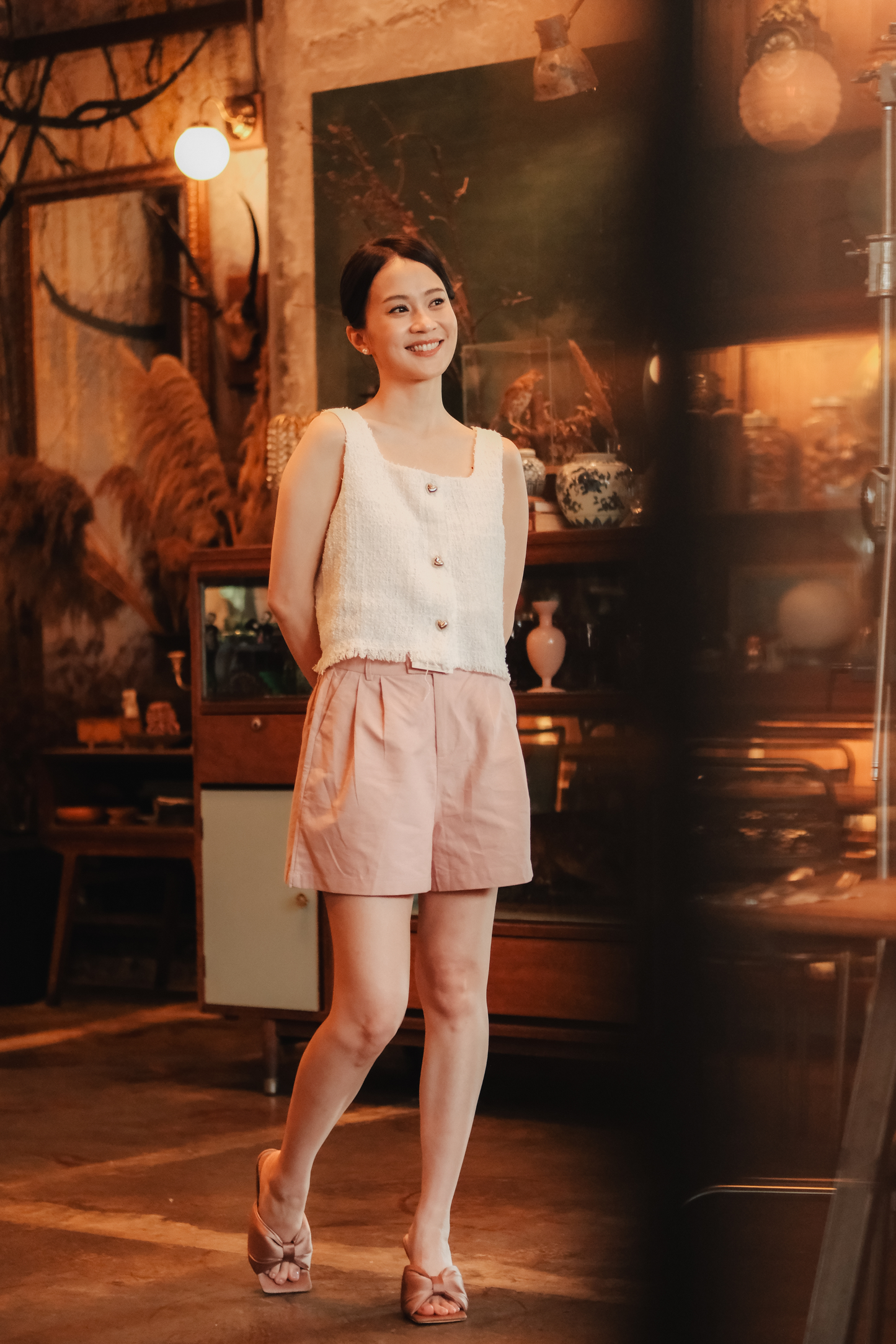 Amélie Tweed Fringe Vest in White