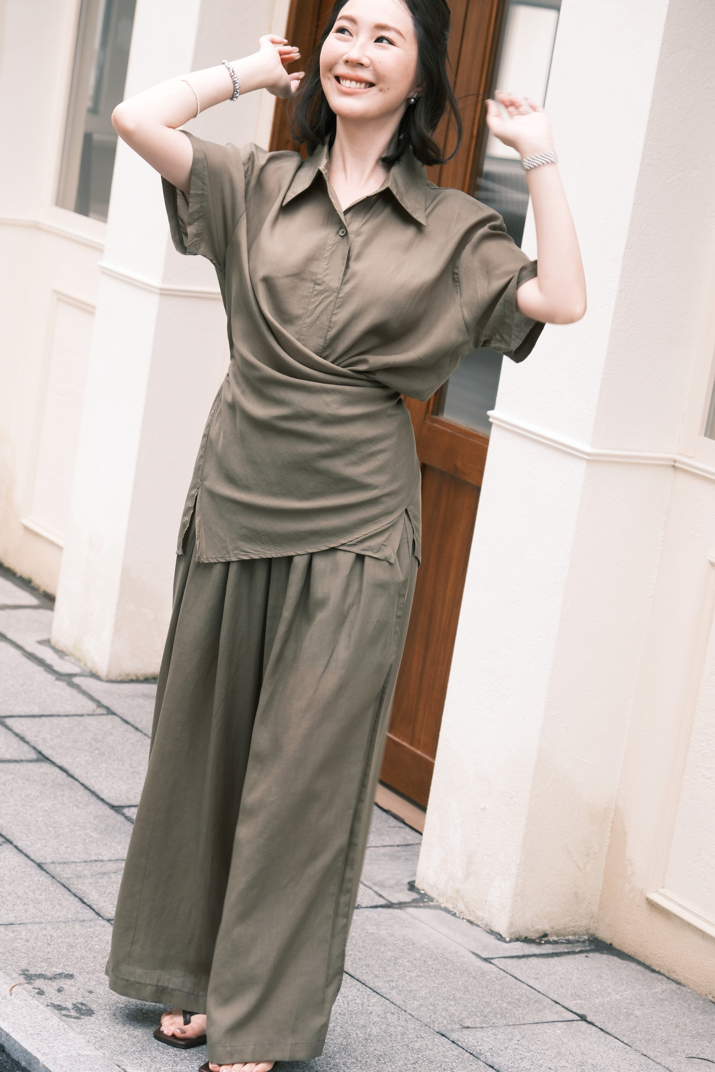 Aurelia Draped Utility Set in Green