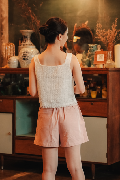 Amélie Tweed Fringe Vest in White