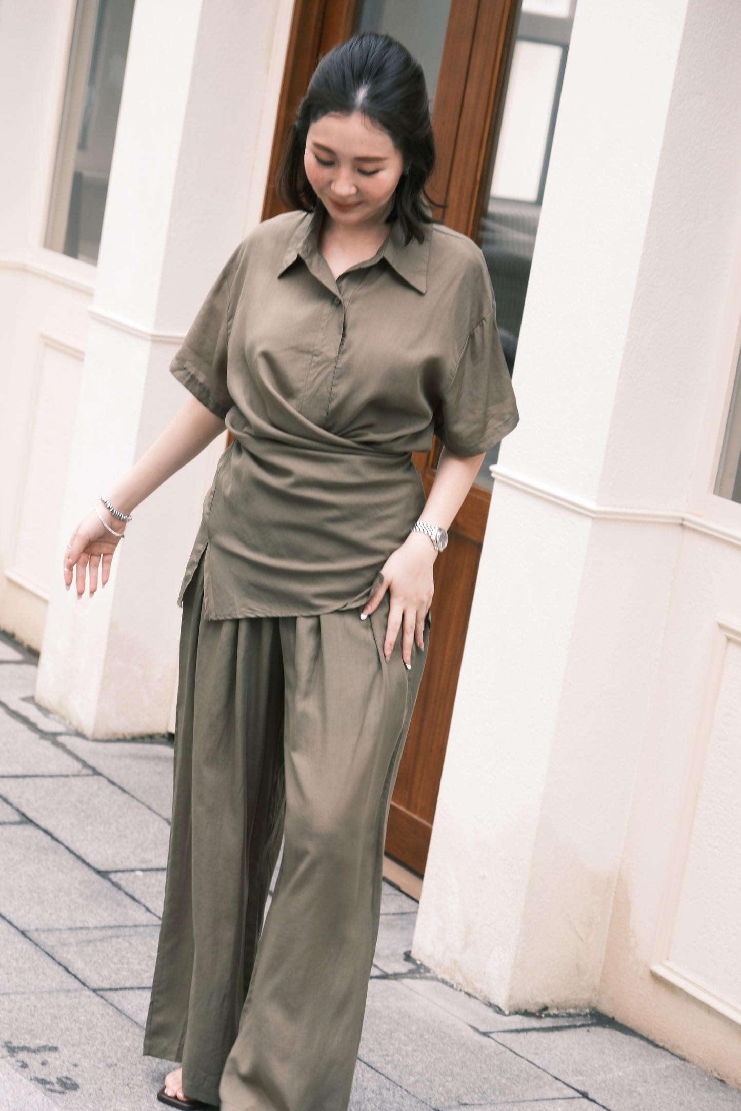 Aurelia Draped Utility Set in Green