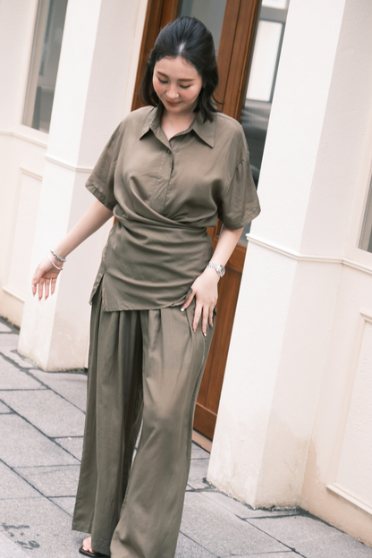 Aurelia Draped Utility Set in Green