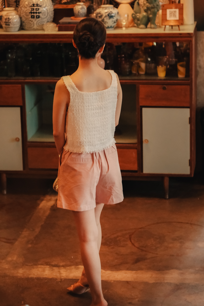 Amélie Tweed Fringe Vest in White