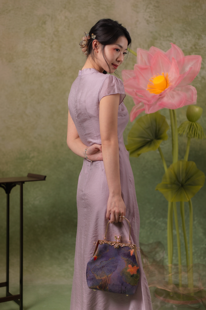 Serene Bloom Cheongsam Dress in Dusty Mauve