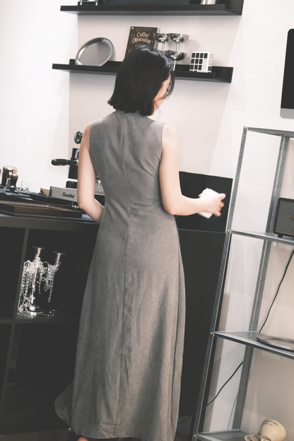 Seren Draped Maxi Dress In Grey