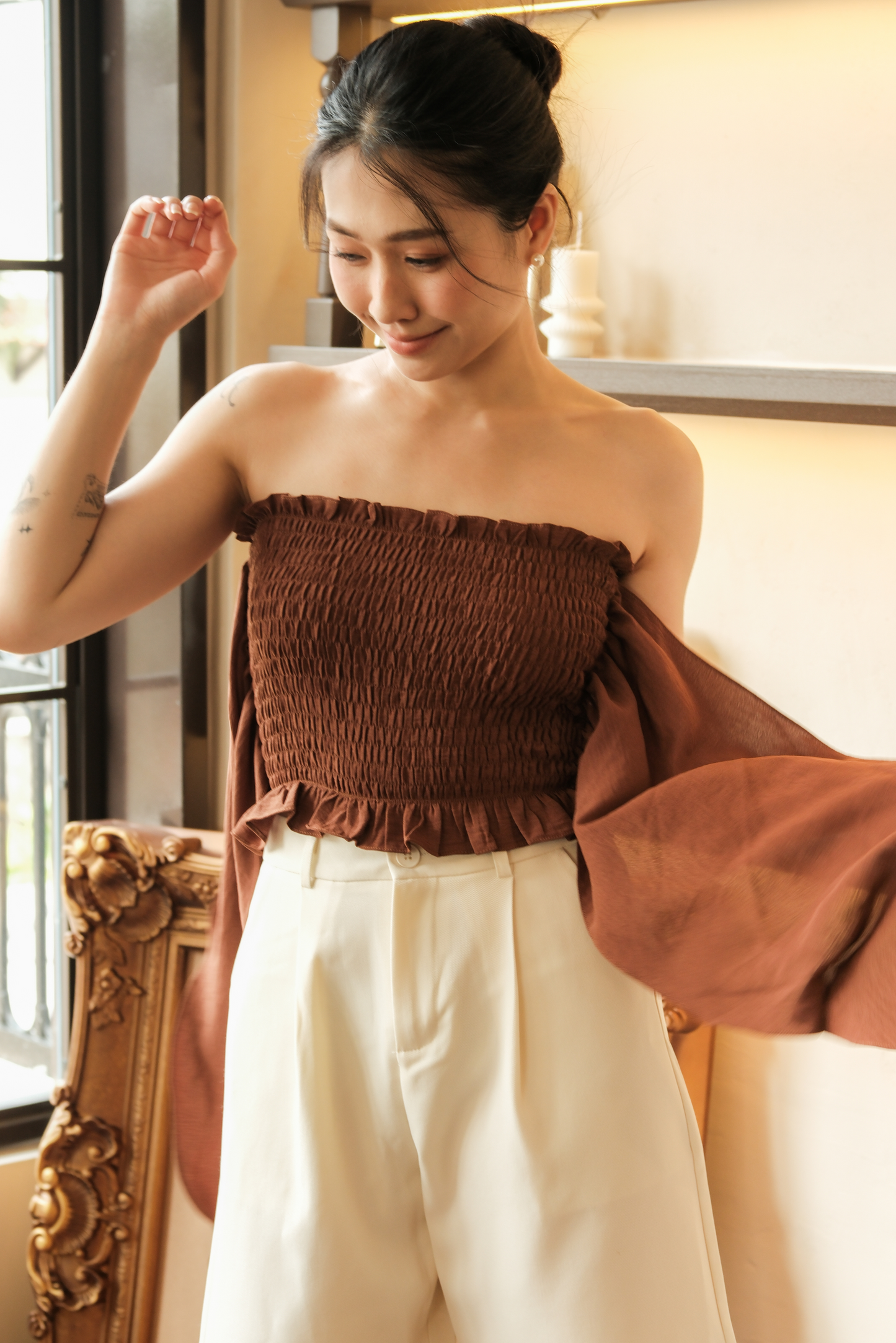 Avery Tailored Bermuda Shorts in Beige