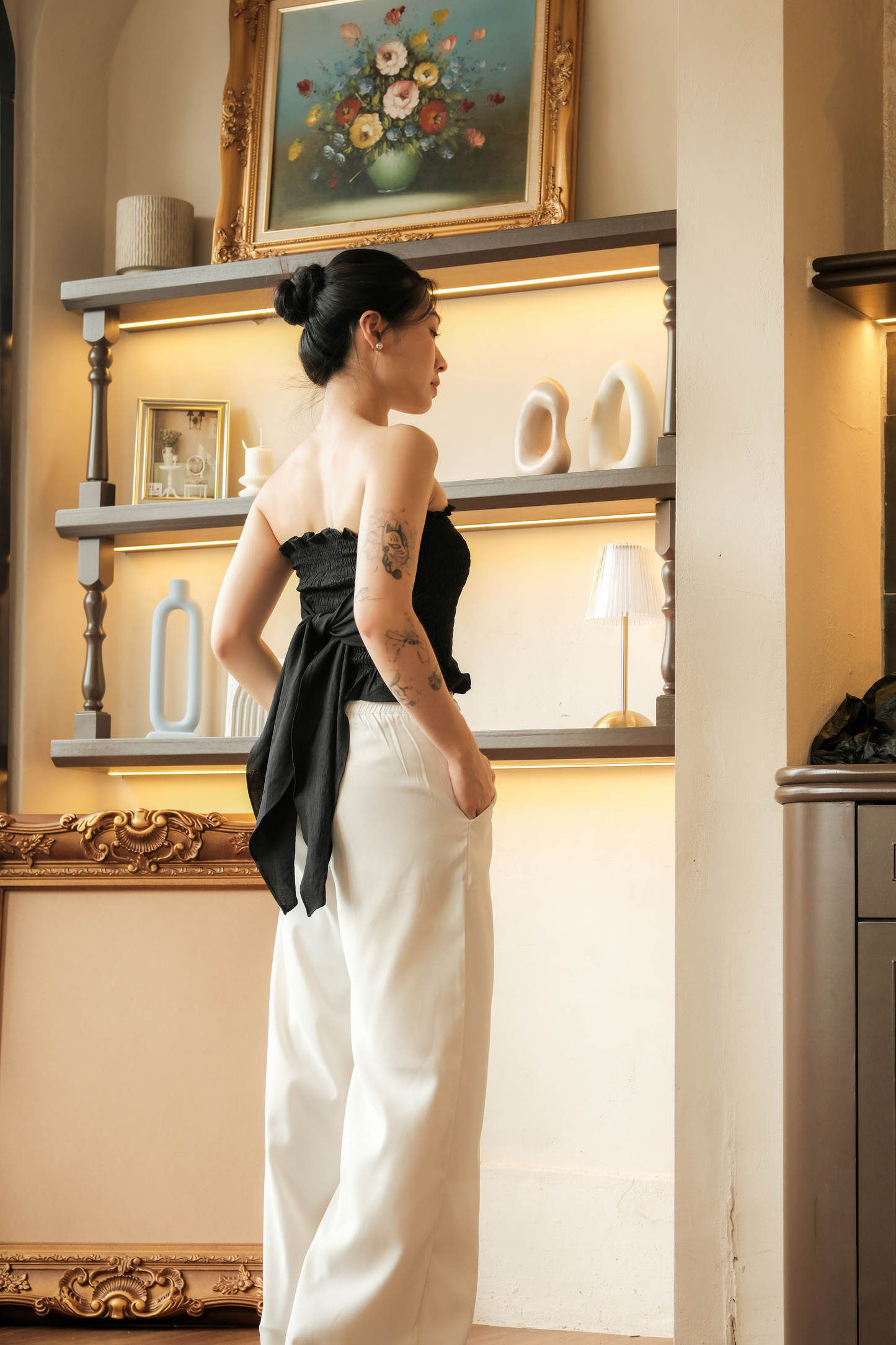 Auriane Bow-Tie Tube Top in Black