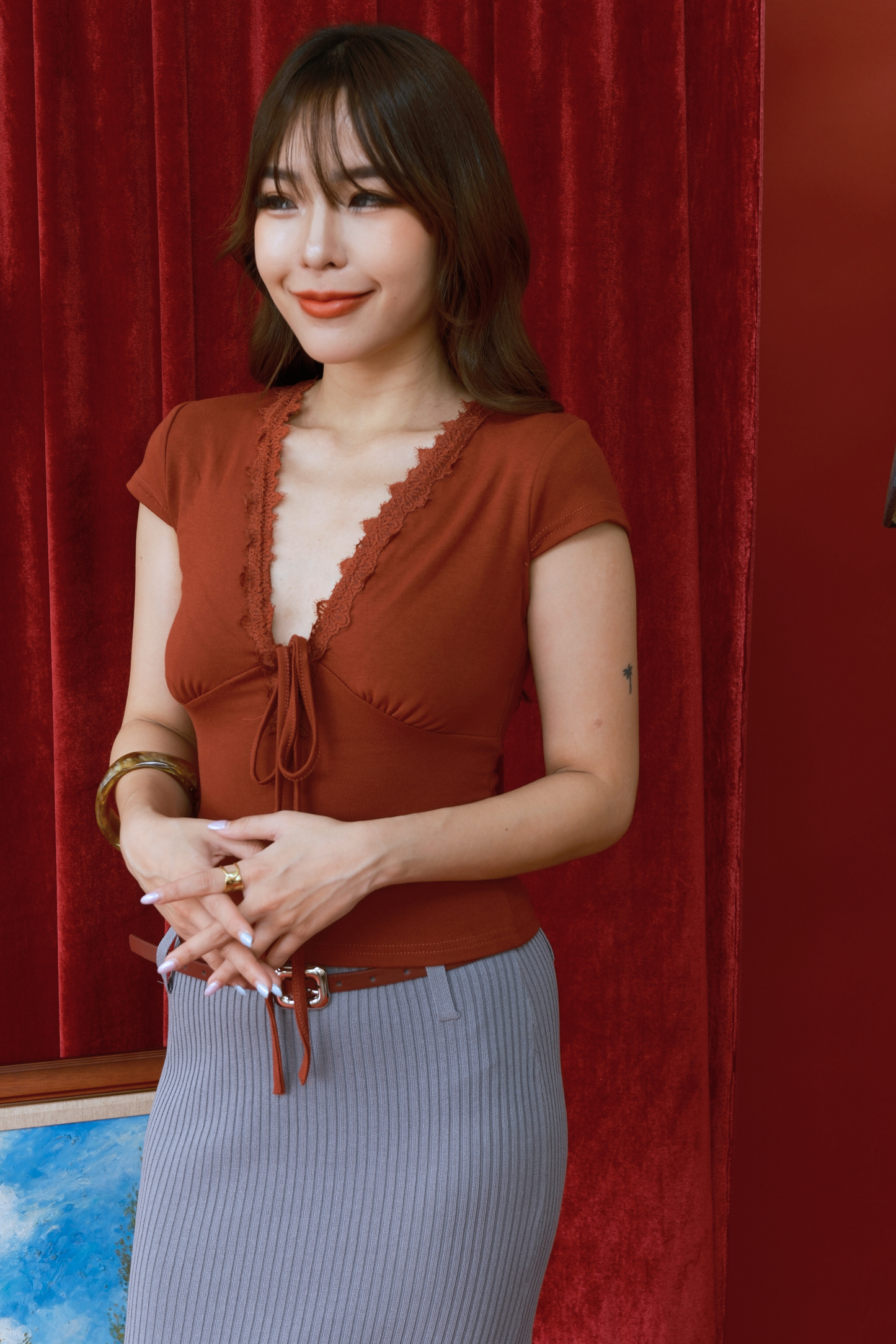 Seraphine Tie-Front Lace Top