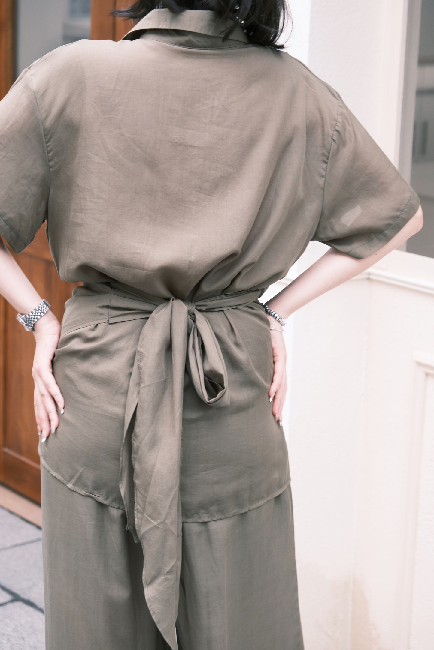 Aurelia Draped Utility Set in Green