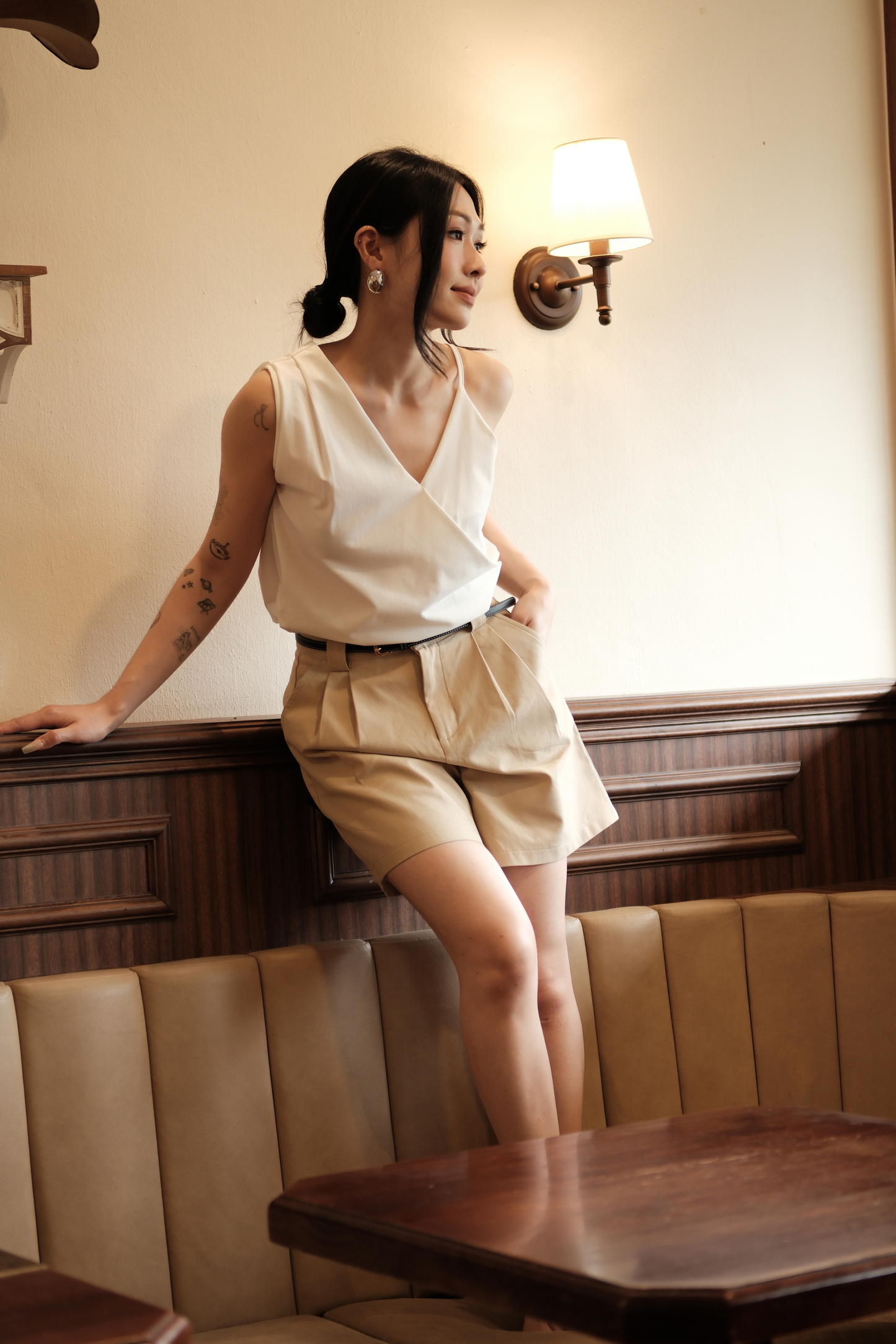 Noémie Asymmetric Strap Vest in White