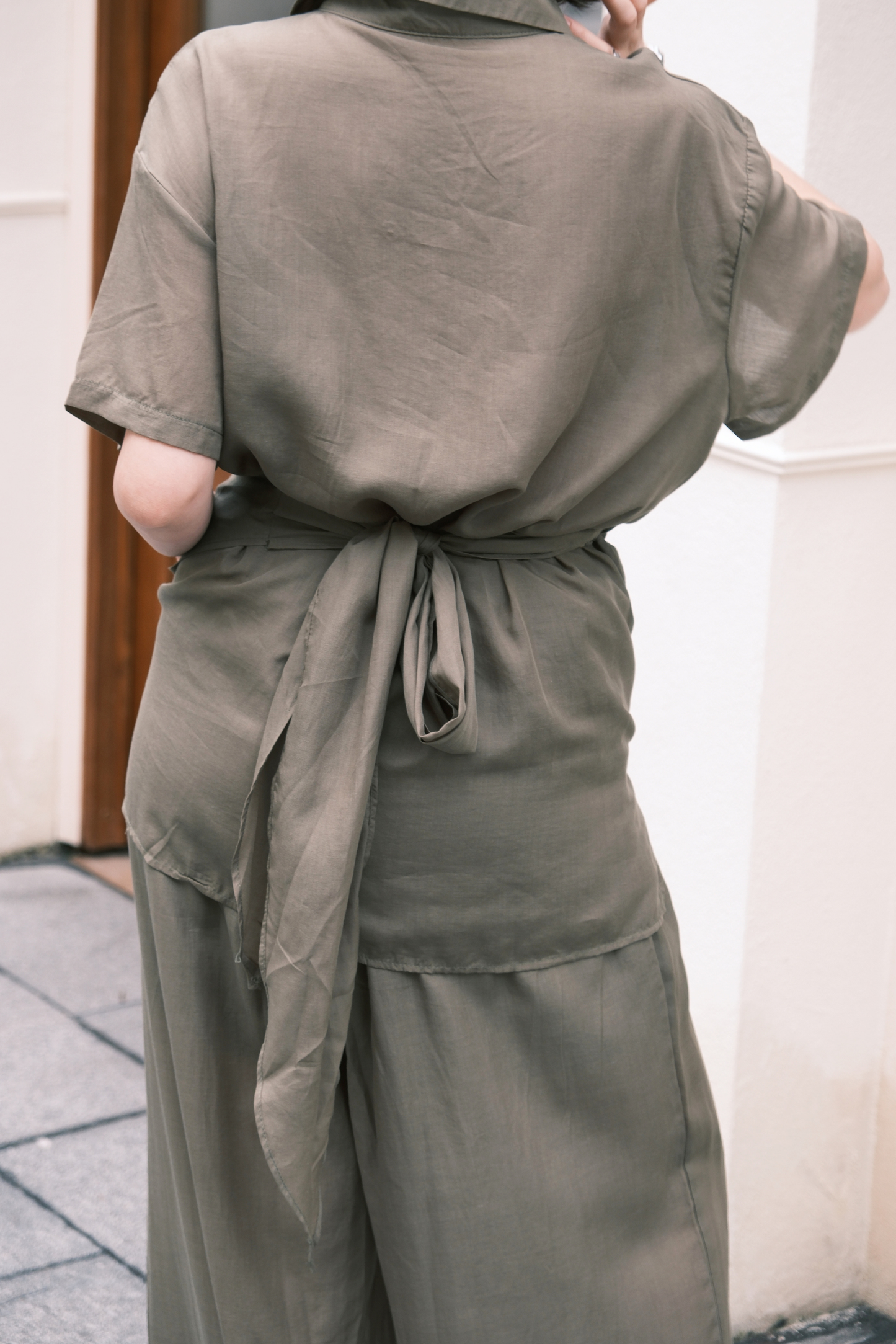 Aurelia Draped Utility Set in Green
