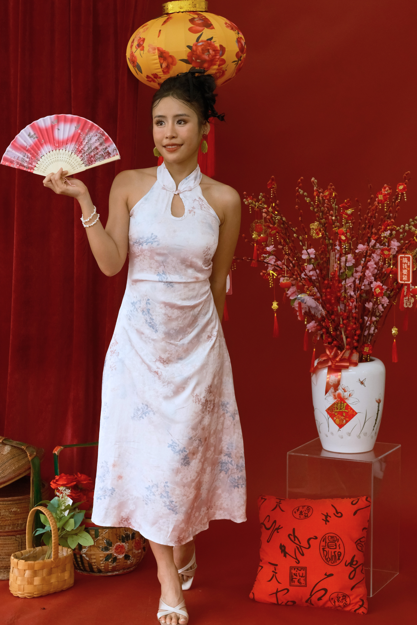 Aurelia Halter-Neck Jacquard Midi Dress