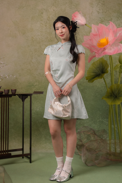 Jasmine Blossom Cheongsam Dress in Sage