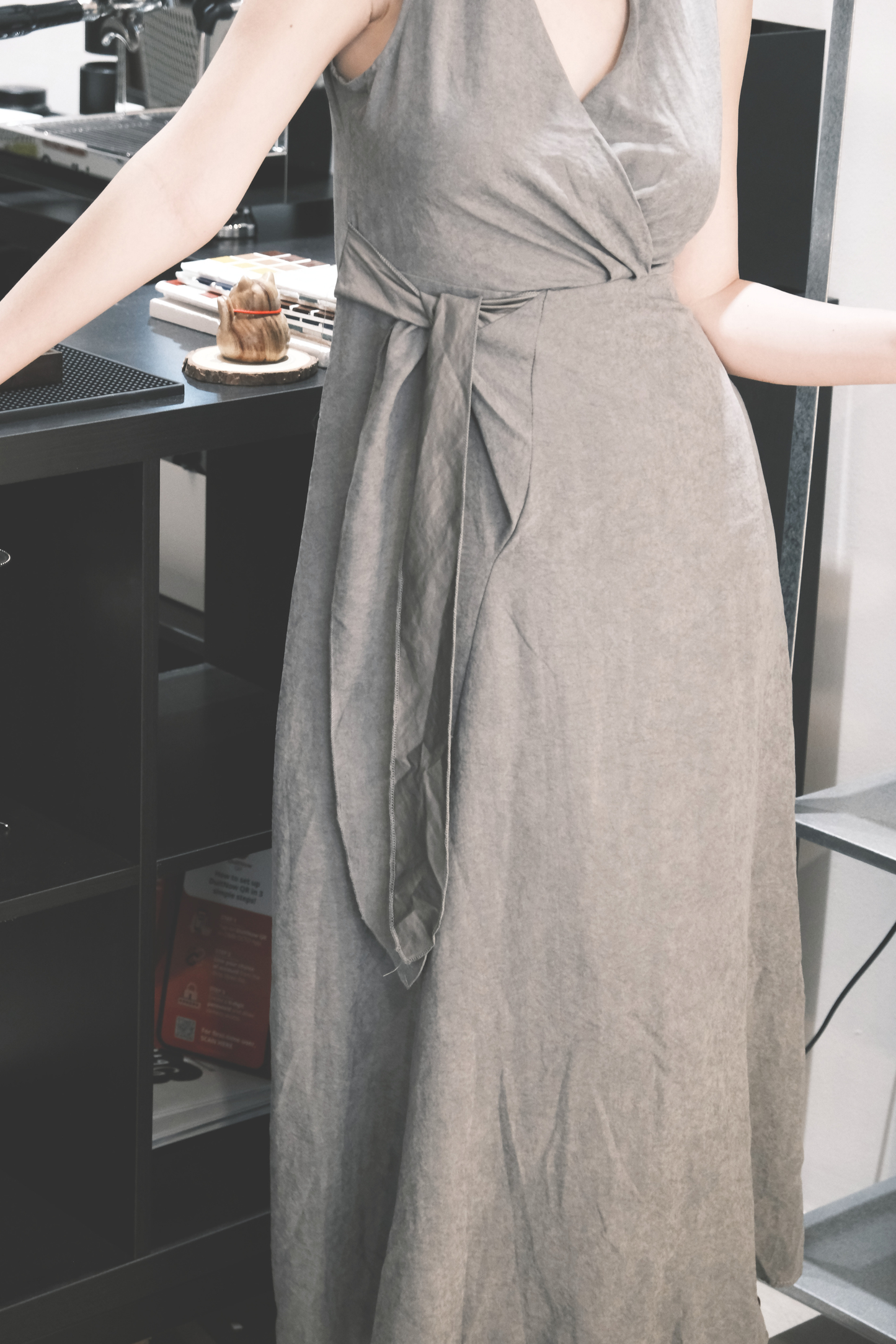 Seren Draped Maxi Dress In Grey