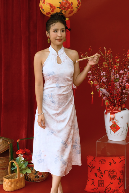 Aurelia Halter-Neck Jacquard Midi Dress