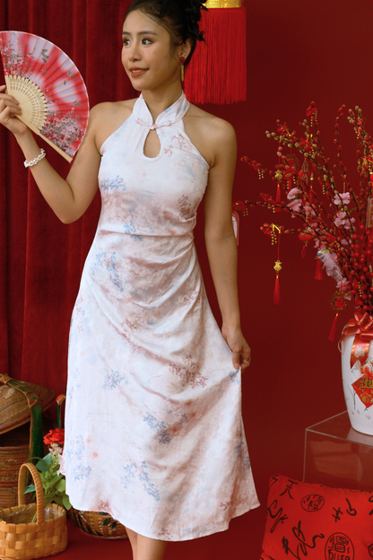 Aurelia Halter-Neck Jacquard Midi Dress