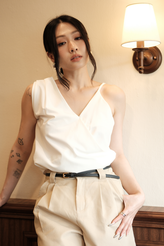 Noémie Asymmetric Strap Vest in White