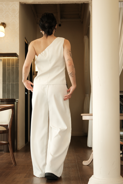 Améliane One-Shoulder Vest & Wide-Leg Trousers Set