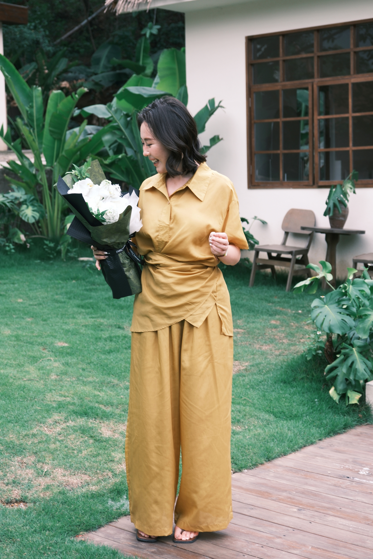 Aurelia Draped Utility Set in Yellow