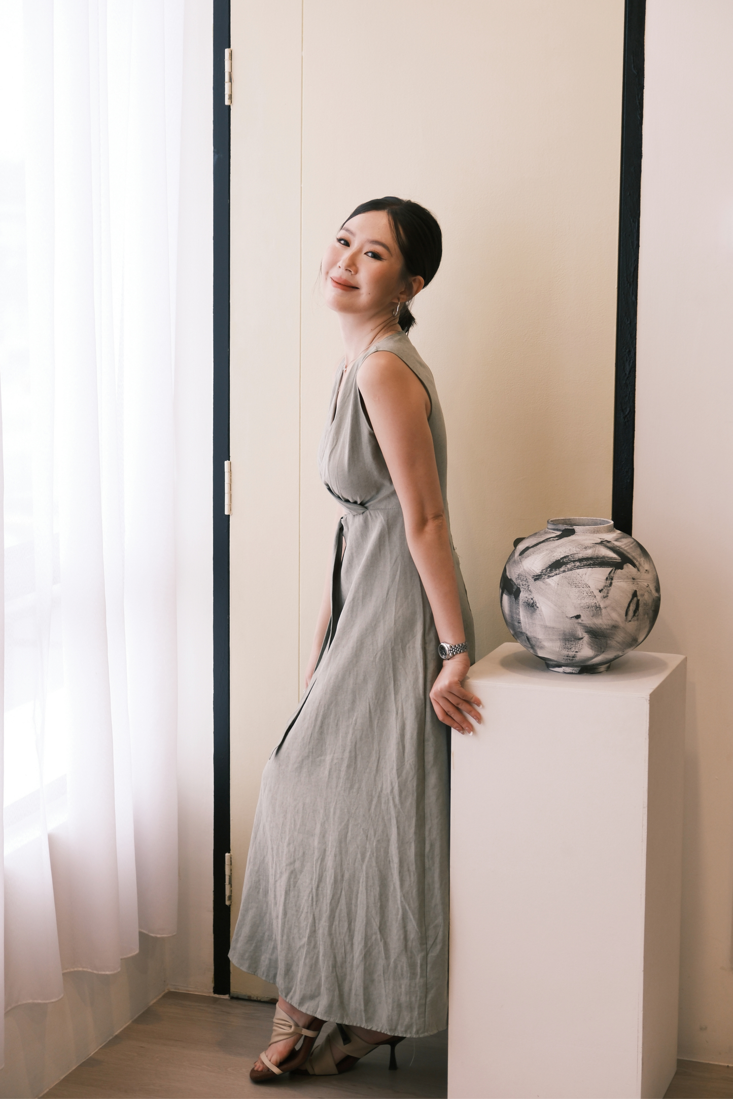 Seren Draped Maxi Dress In Green