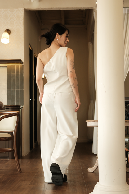 Améliane One-Shoulder Vest & Wide-Leg Trousers Set