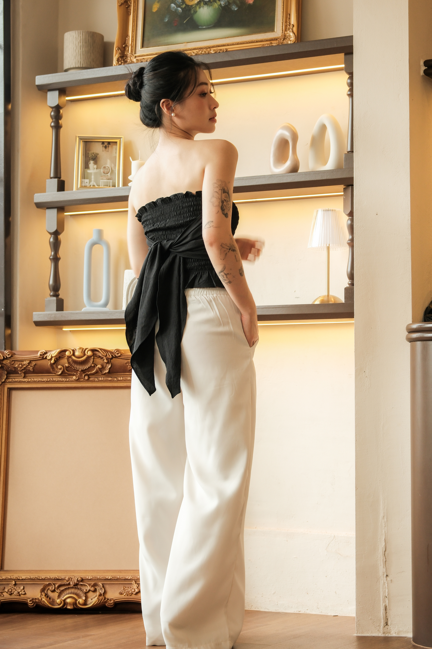 Auriane Bow-Tie Tube Top in Black