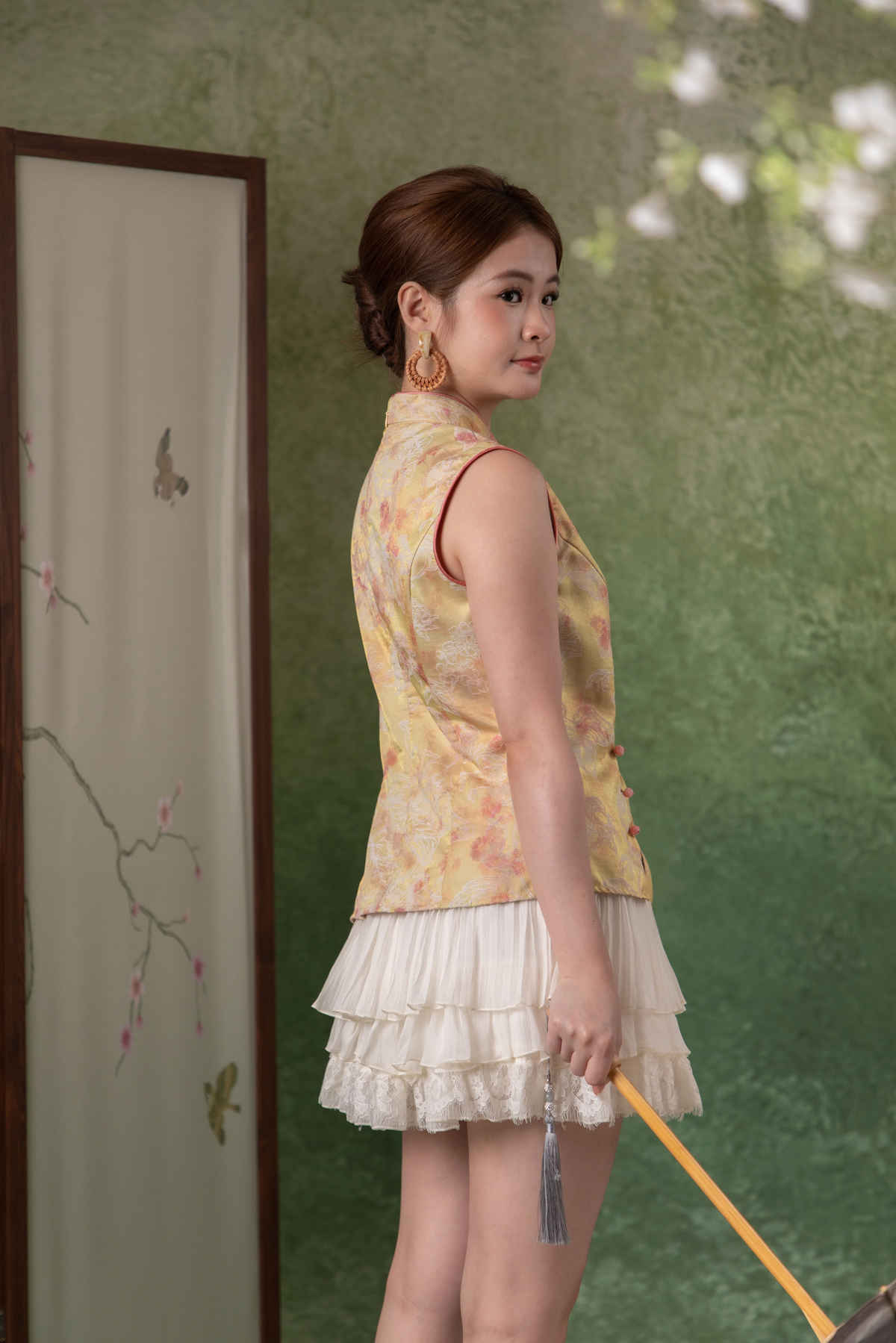Ava Lace Ruffle Skirt in Cream