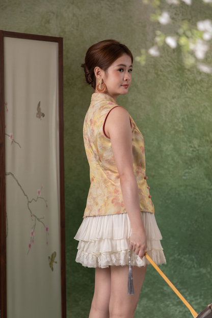 Ava Lace Ruffle Skirt in Cream