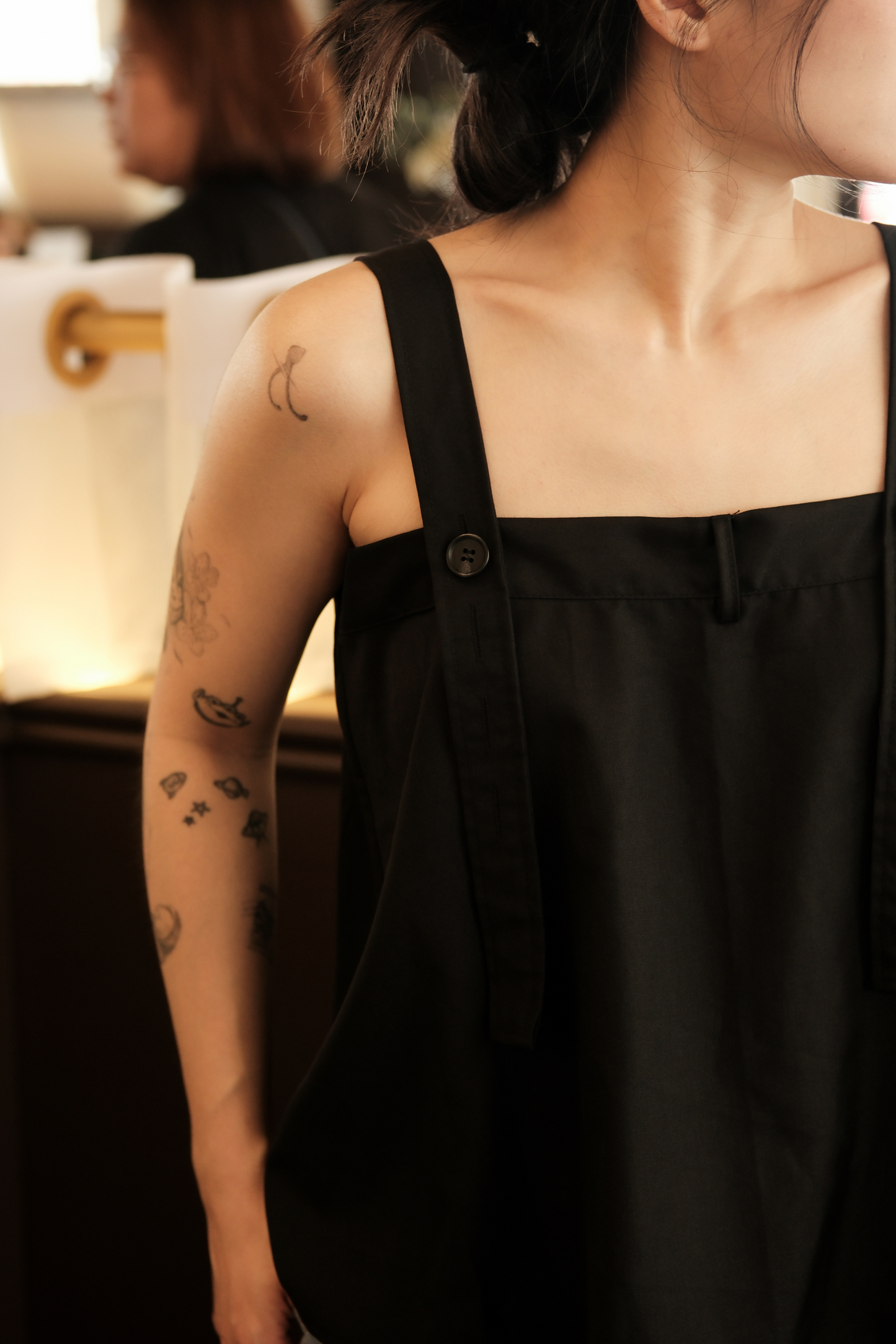 Sabine Button-Front Swing Cami Top in Black